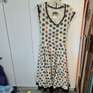 Effie's Heart Tie Back Multicolor Dress With Lace Trim